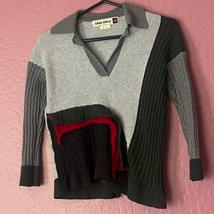 Zara Gray Crew Neck Sweater. Size S